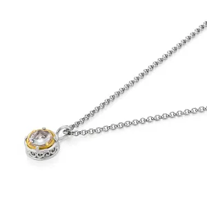 AT 808AT-WT TWO TONE WHITE TOPAZ CIRCLE NECKLACE