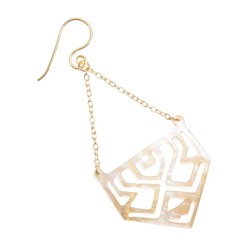 Aztecan Pentagon Mother of Pearl Earrings - Price Per 2