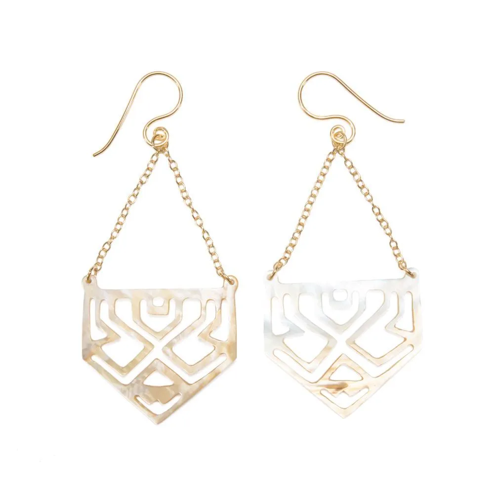 Aztecan Pentagon Mother of Pearl Earrings - Price Per 2