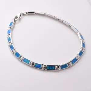 B039 - 925 silver and blue opal rectangle bracelet