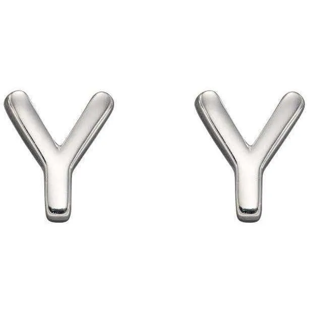 Beginnings Y Initial Stud Earrings - Silver