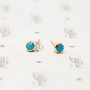 Bitty Little Turquoise Stud Earrings in Gold