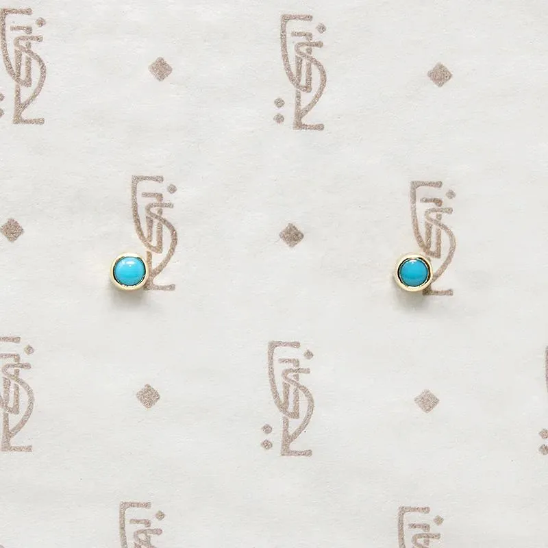 Bitty Little Turquoise Stud Earrings in Gold