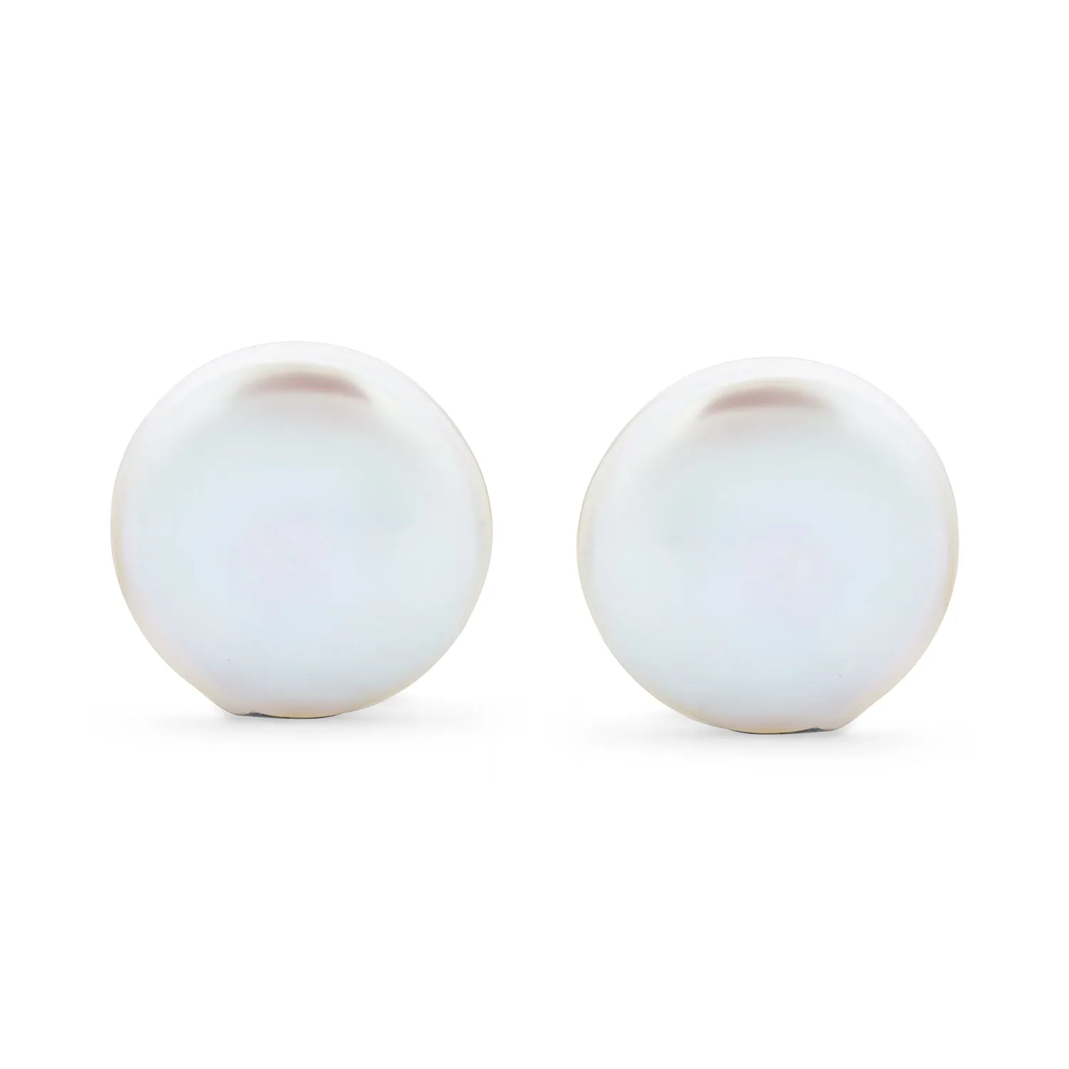 Biwa Coin Freshwater Pearl Clip On Earrings Ear Sterling Silver