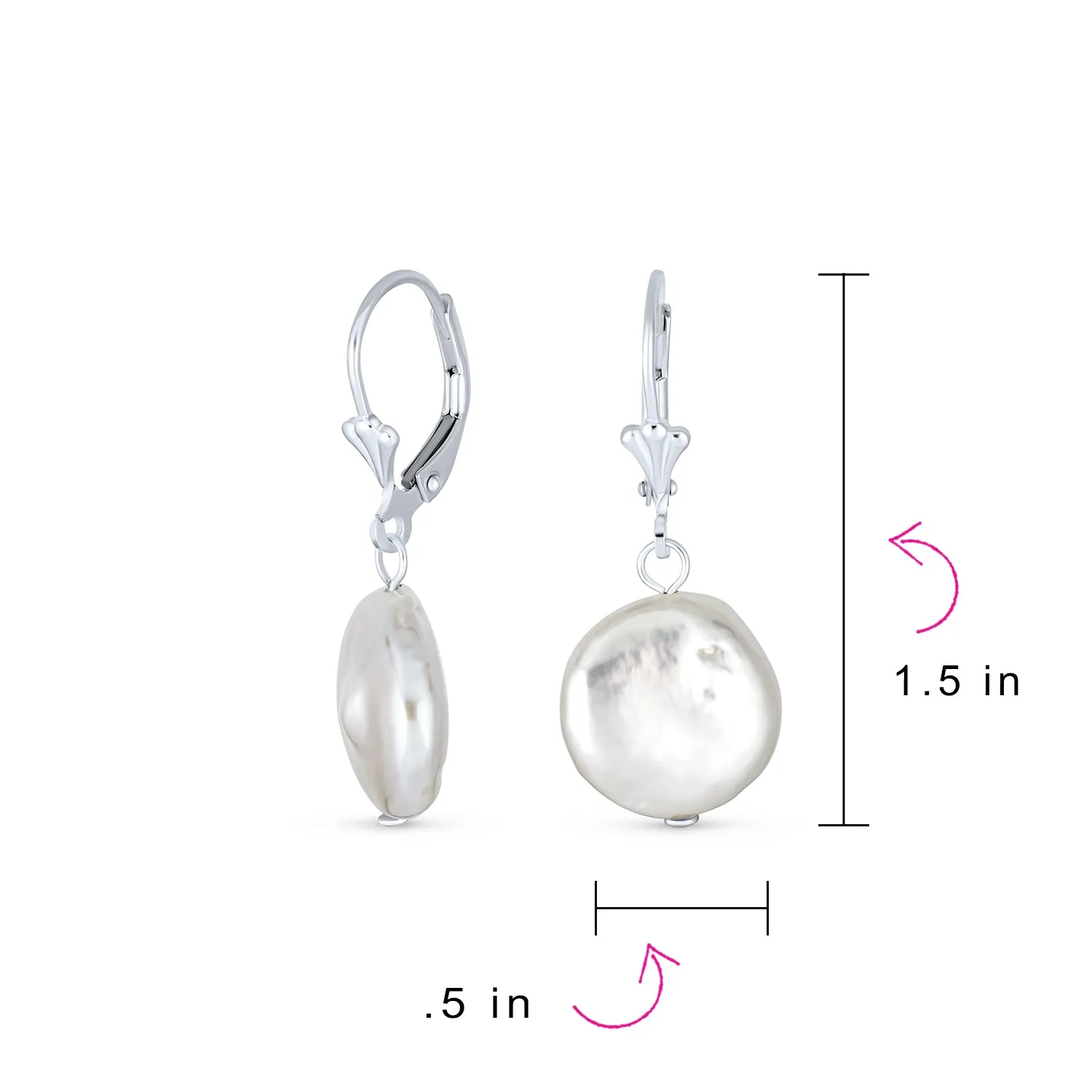 Biwa Coin Freshwater Pearl Clip On Earrings Ear Sterling Silver