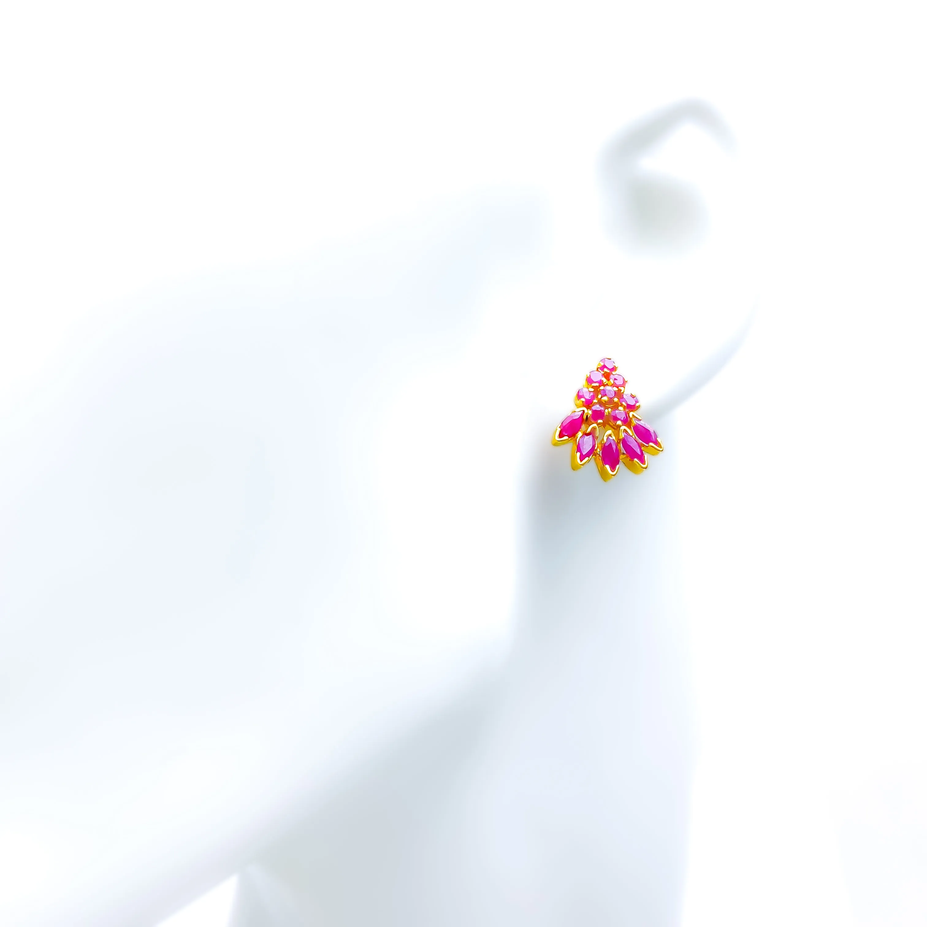 Blooming Floral 22k Gold Ruby Earrings