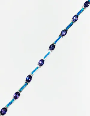 Blue Opal CZ Bracelet (Silver)