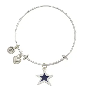 Blue Star Puff Heart Bangle Bracelet