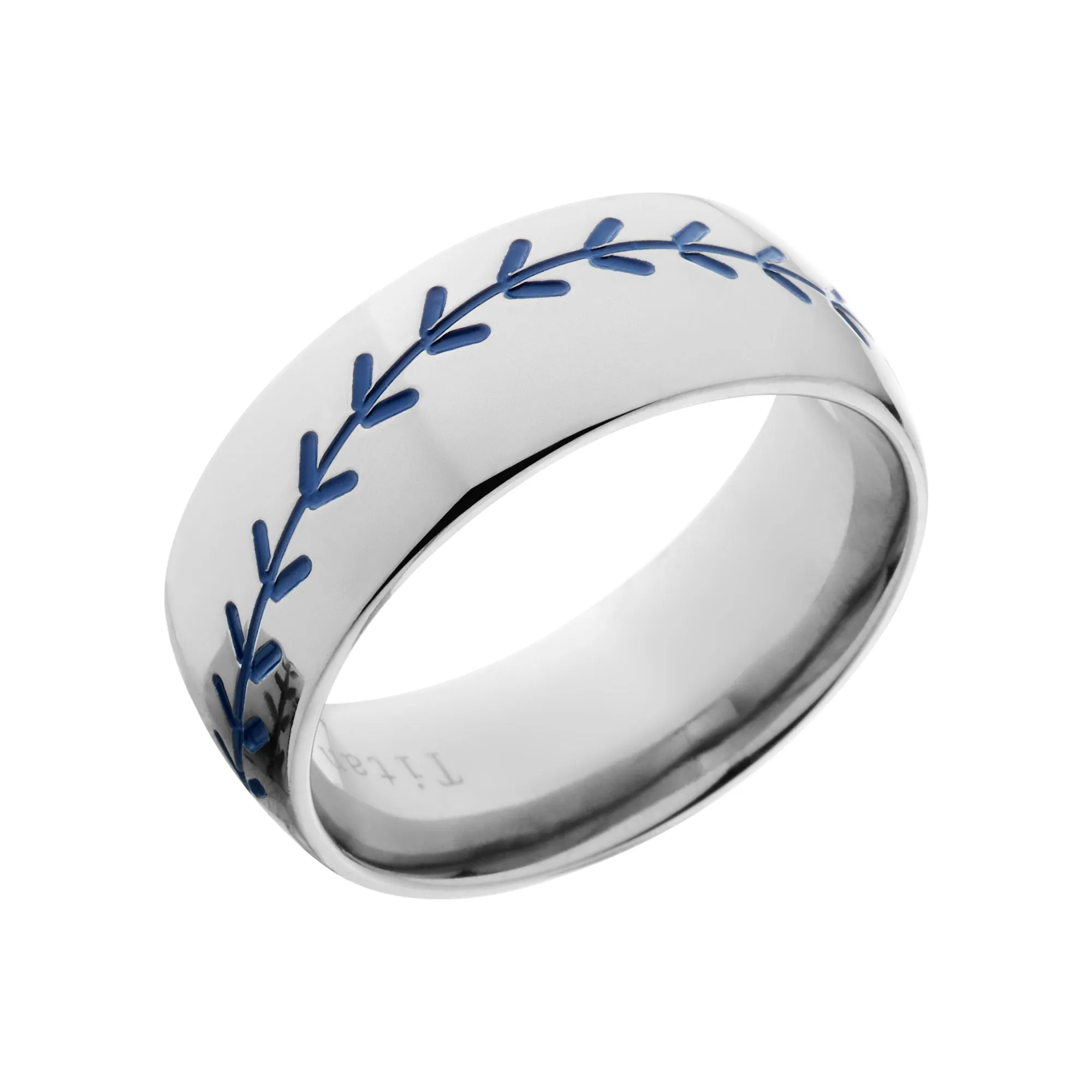 Blue Stitch Baseball Ring - Men's Wedding Band