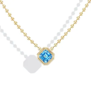 Blue Topaz Double Bubble Bezel Necklace