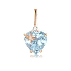 Blue Topaz Gold Heart Pendant