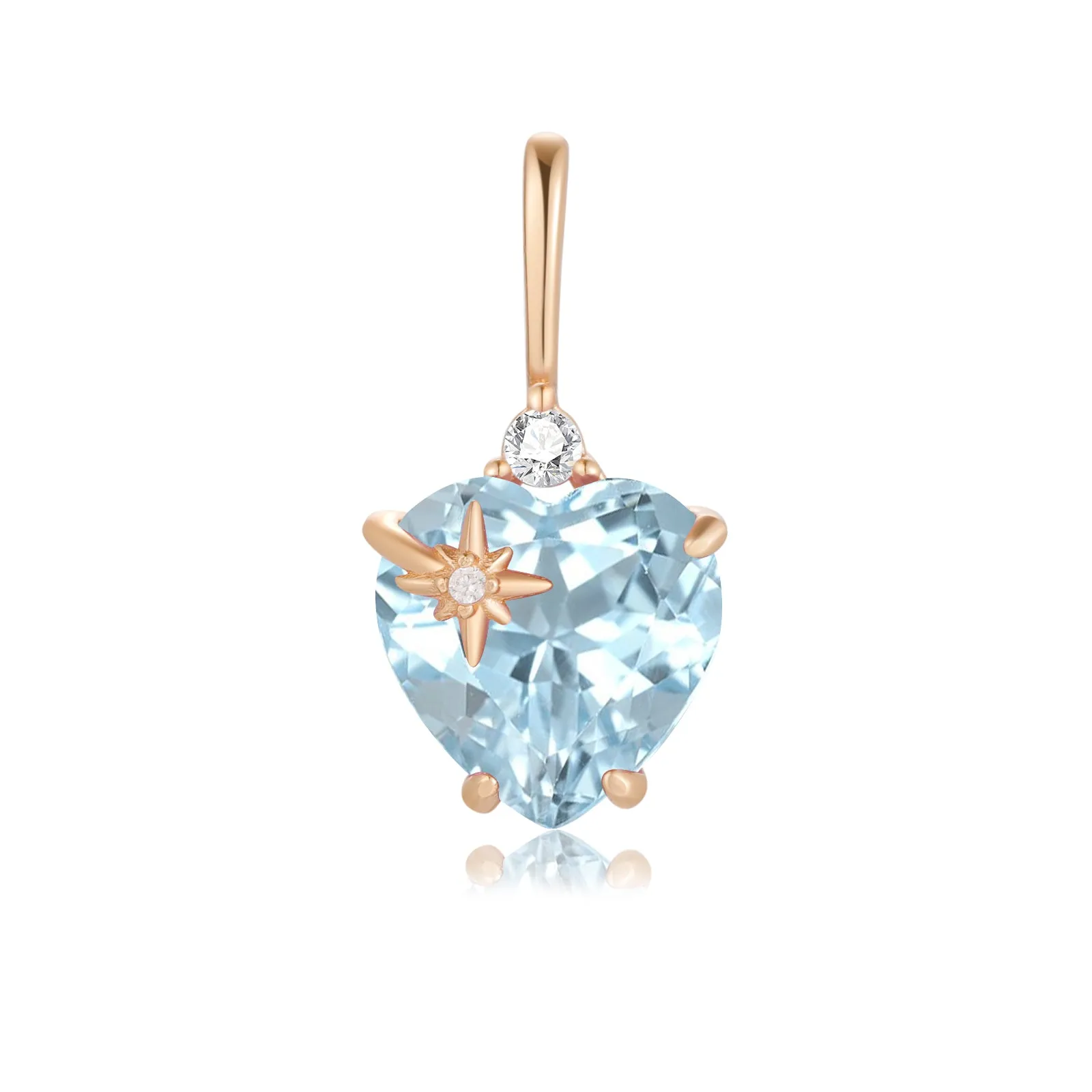 Blue Topaz Gold Heart Pendant