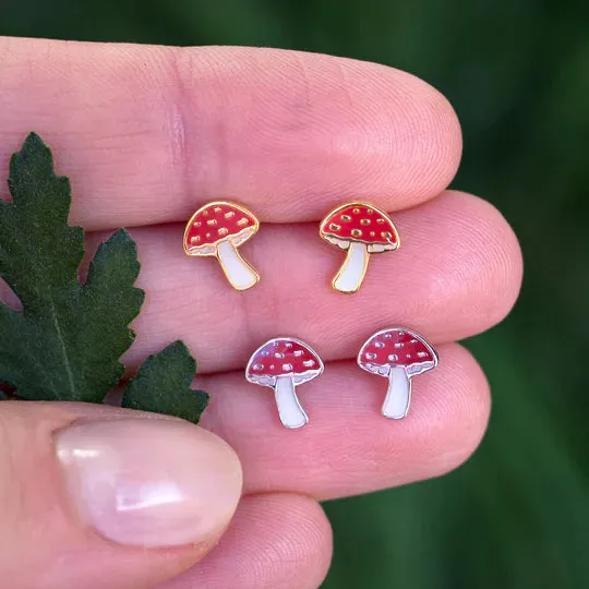 Botanical Bright Stud Earrings - Mushroom