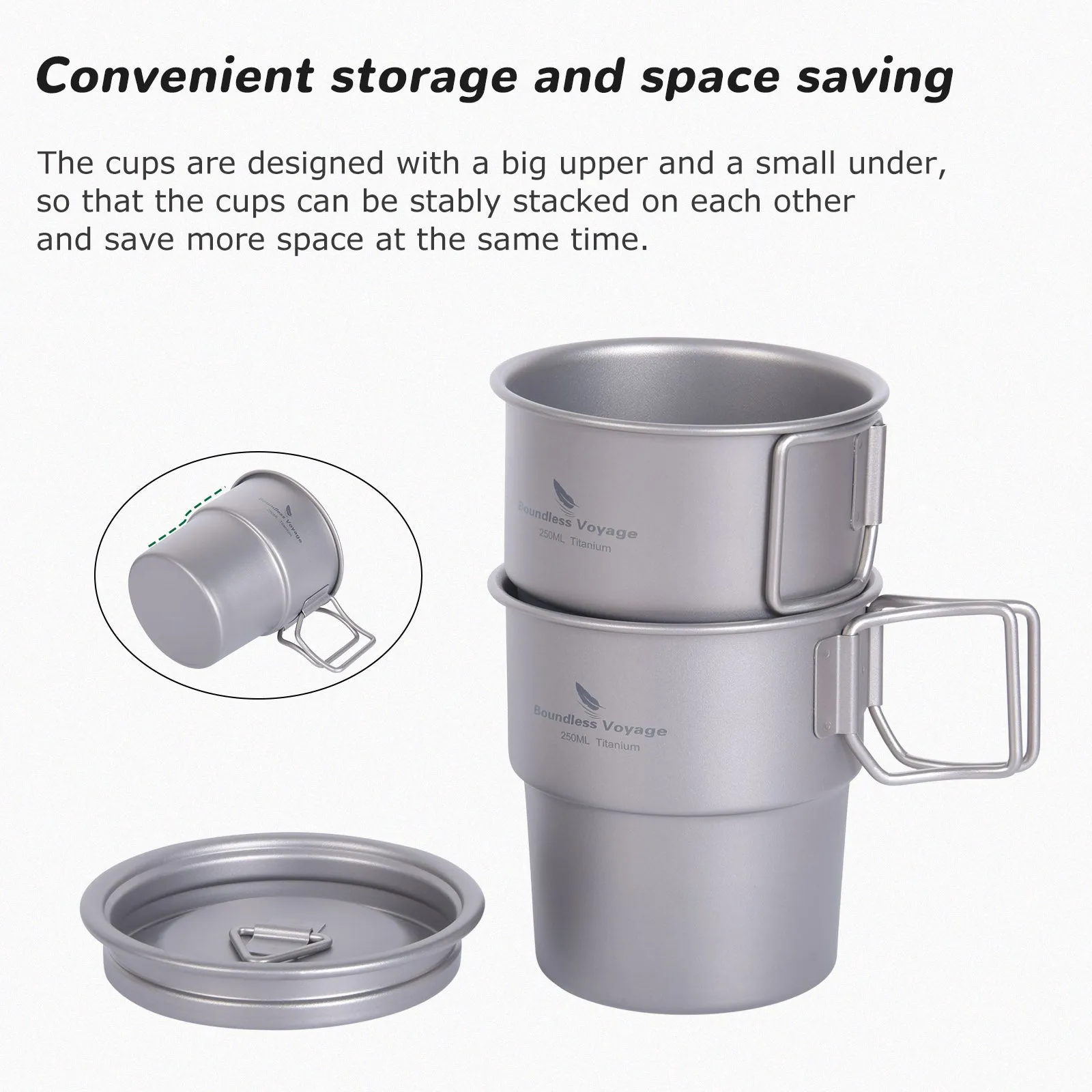 Boundless Voyage Titanium Coffee Cup Portable European Stackable Mug Outdoor Water mug Without Lid