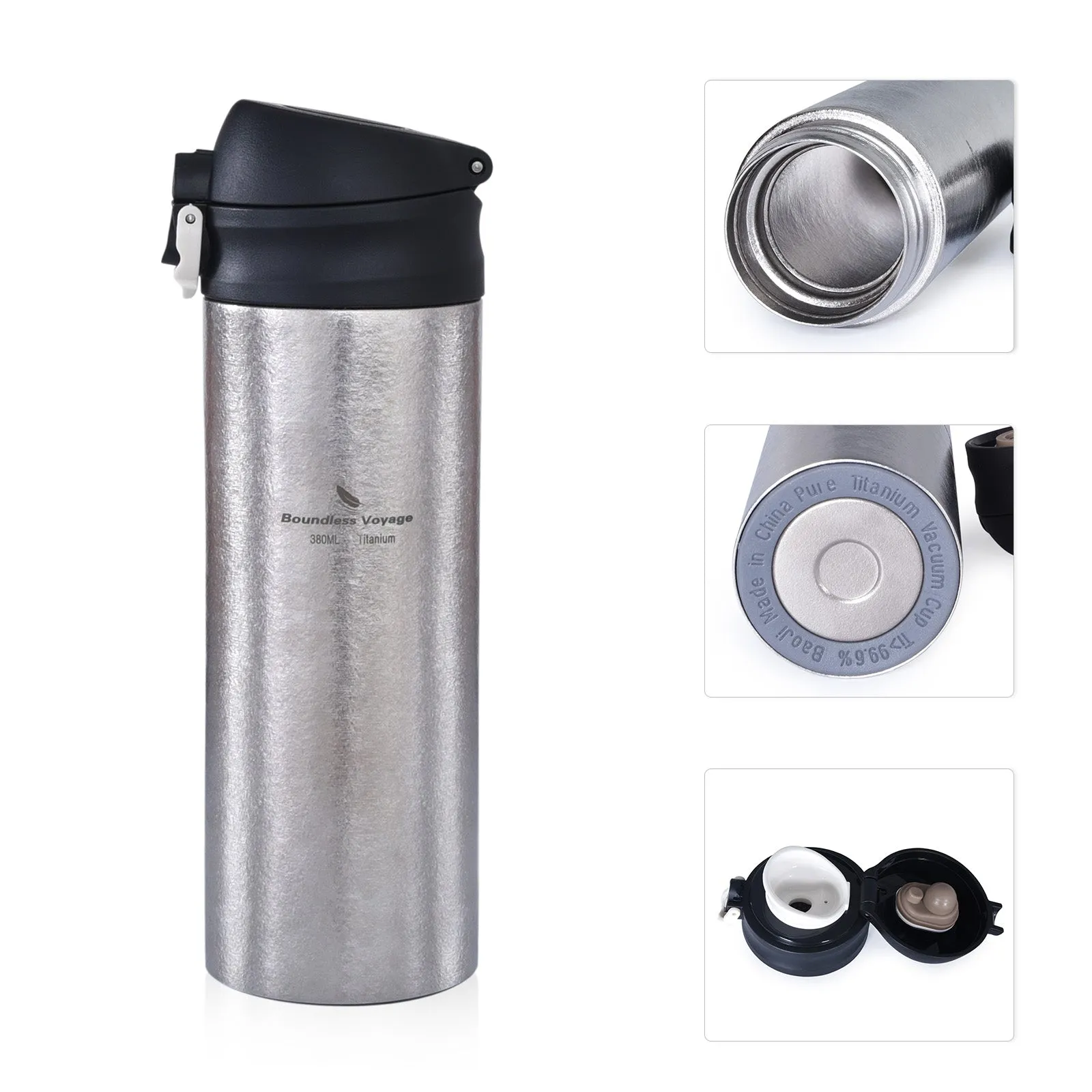 Boundless Voyage Titanium Double-walled Vacuum Thermos Men Women Children Health Titanium Coffee Tea Water Bottle