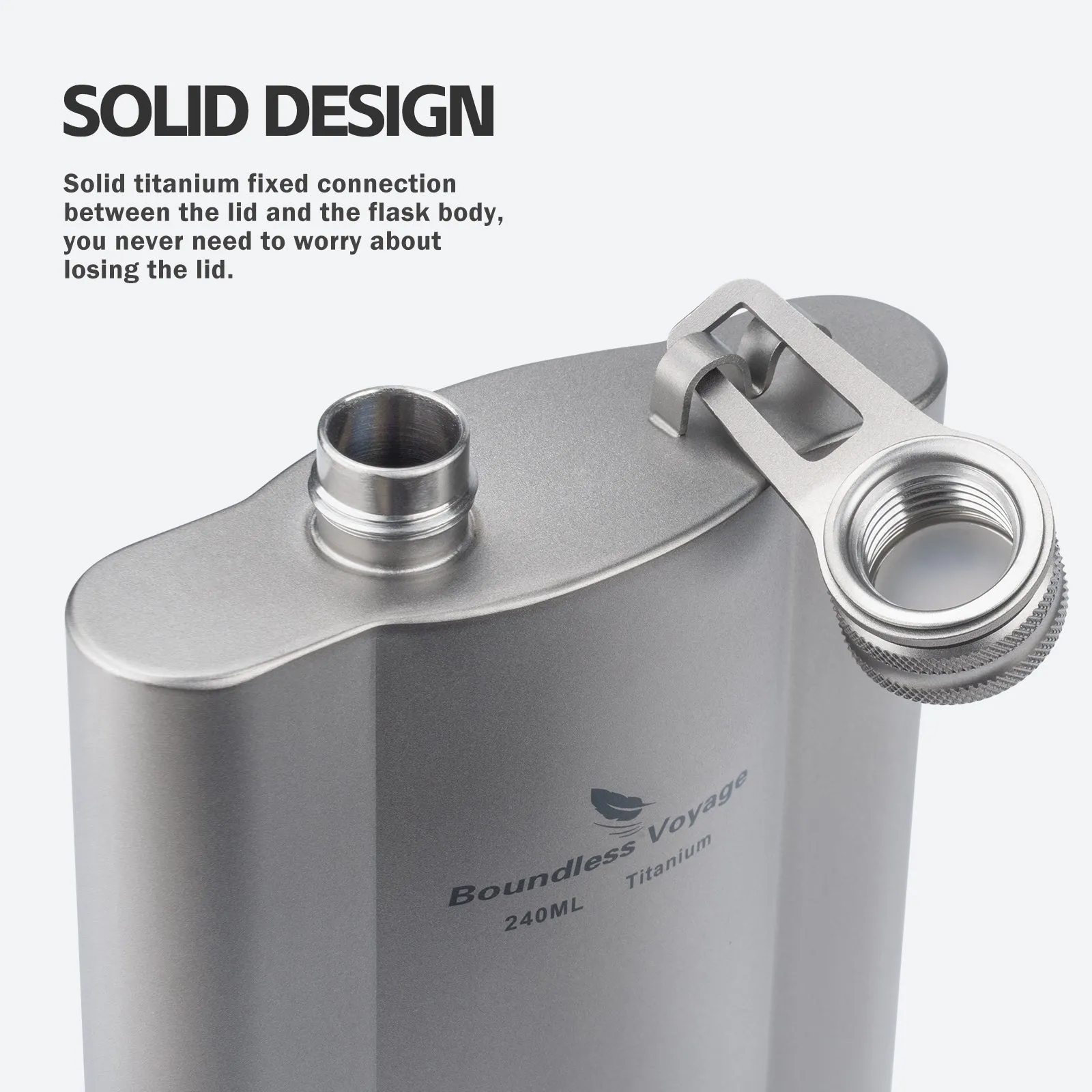 Boundless Voyage Titanium Flask 240ml funnel Rust-Free Ultralight Small Liquor Flask Bottle for Whiskey Vodka Wine Outdoor Portable Travel Outdoor