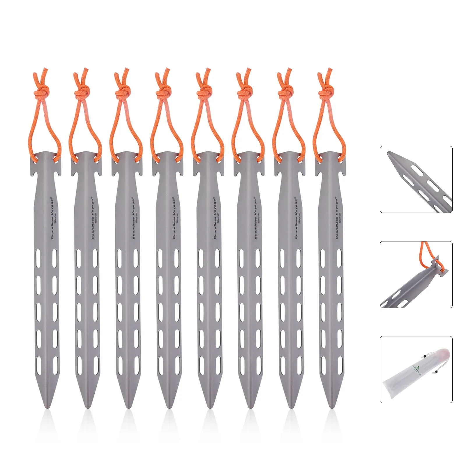 Boundless Voyage Titanium Tent Stakes Pegs Nails Outdoor Camping Ultralight Awning Canopy Accessories  8 pieces