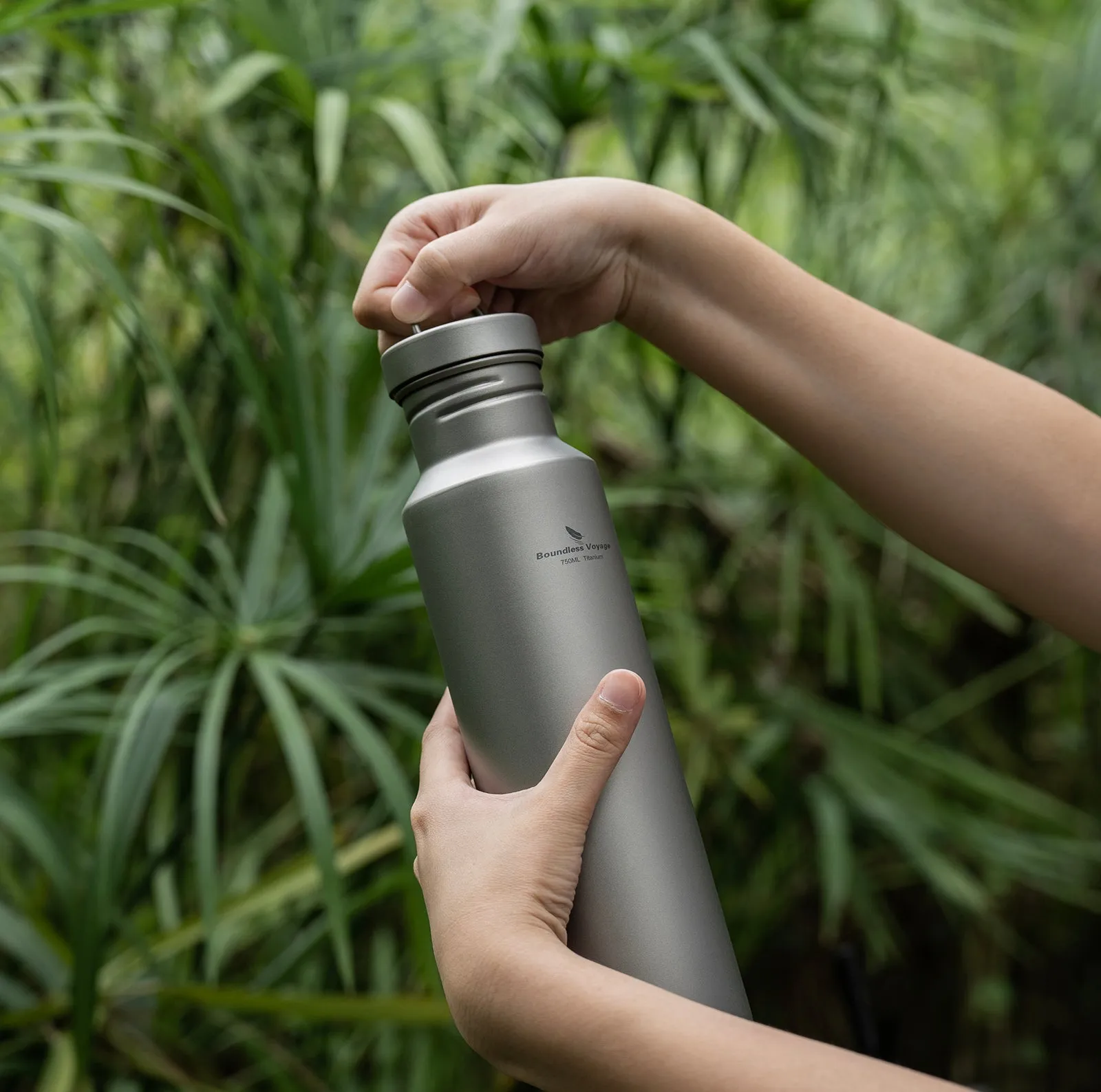 Boundless Voyage Titanium Water Bottle 750ml with Lid Wide Mouth Leak-Proof Reusable Sport Drinking Bottle for Camping Hiking Tea Coffee