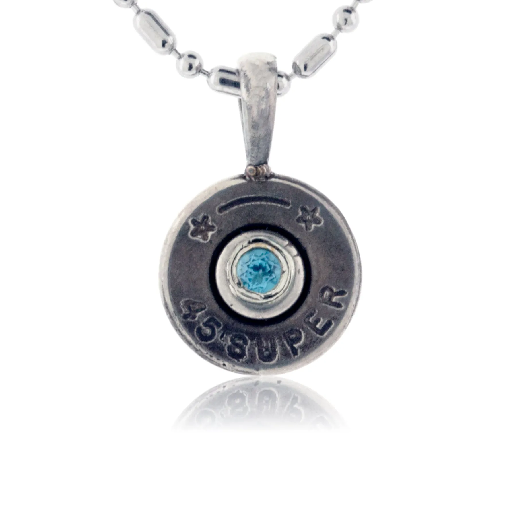 Bullet Casing Blue Topaz Pendant