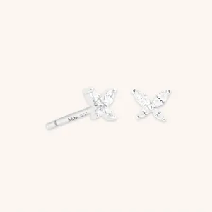 Butterfly Crystal Stud Earrings in Silver