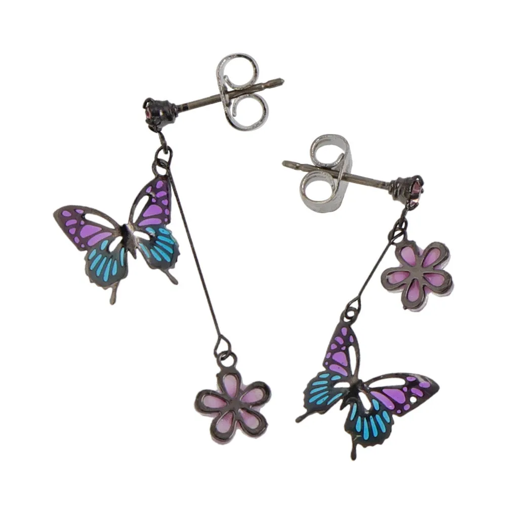 Butterfly Flower Drop Earrings