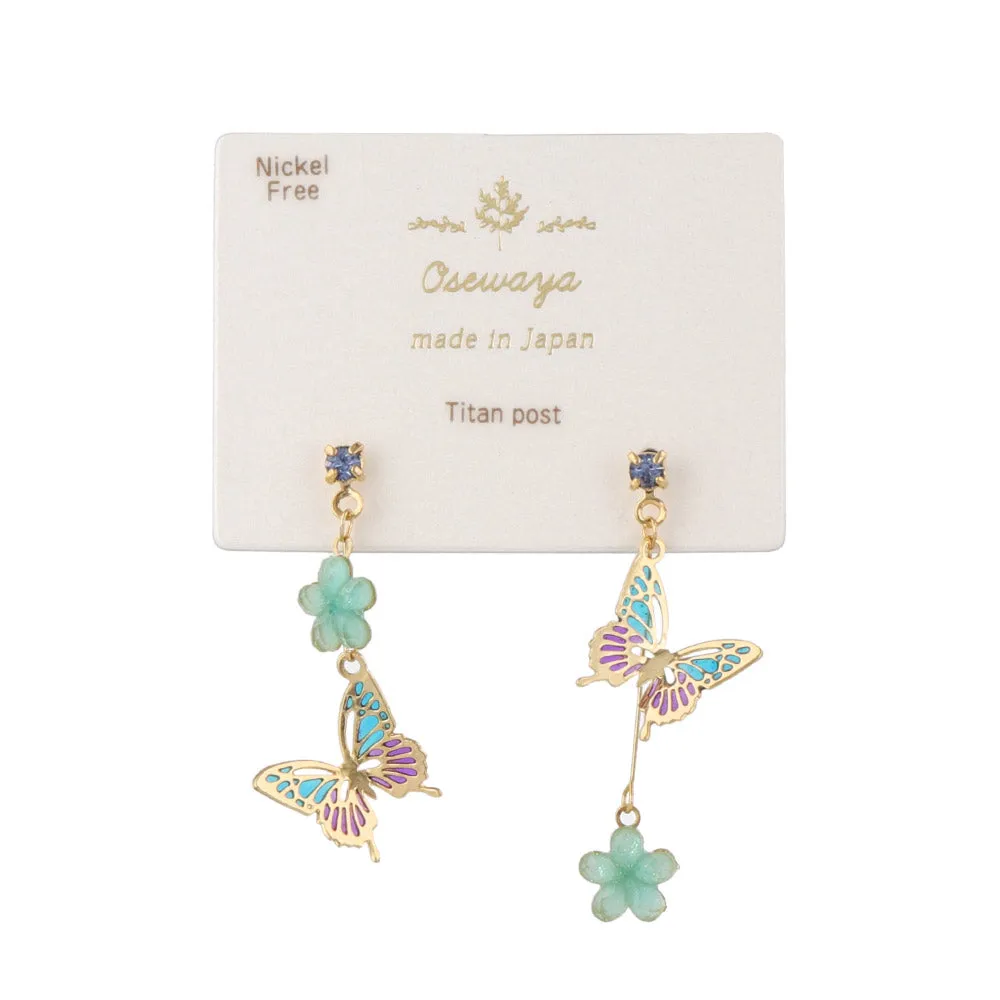 Butterfly Flower Drop Earrings