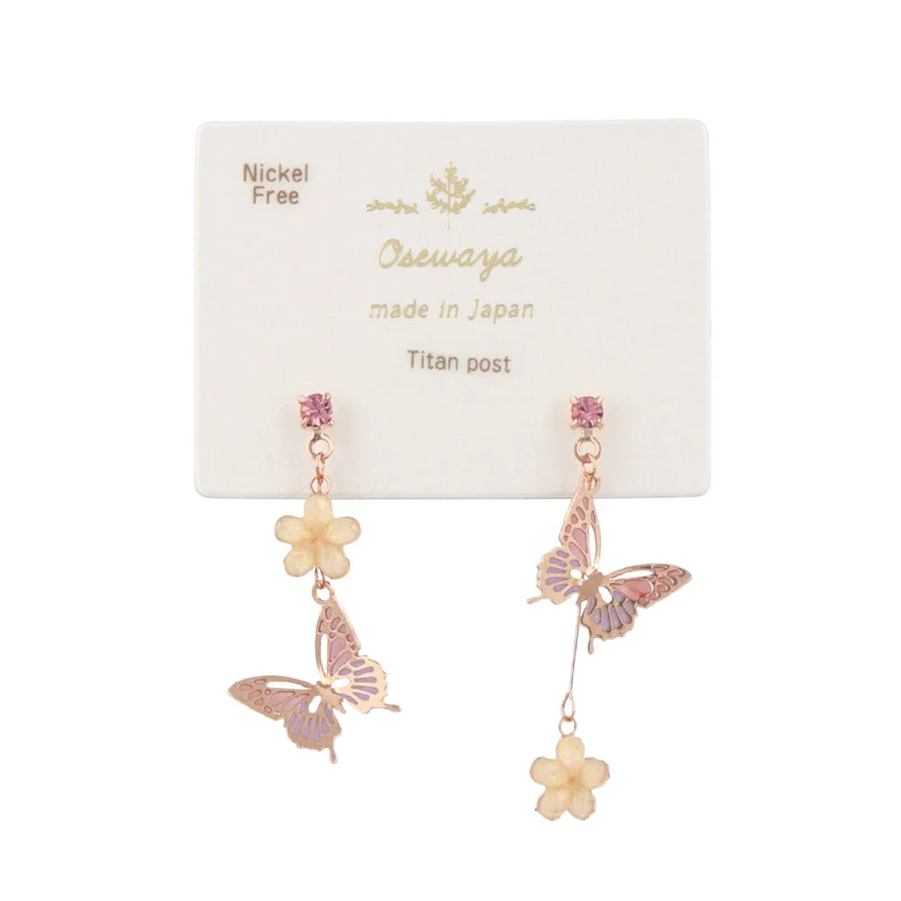 Butterfly Flower Drop Earrings