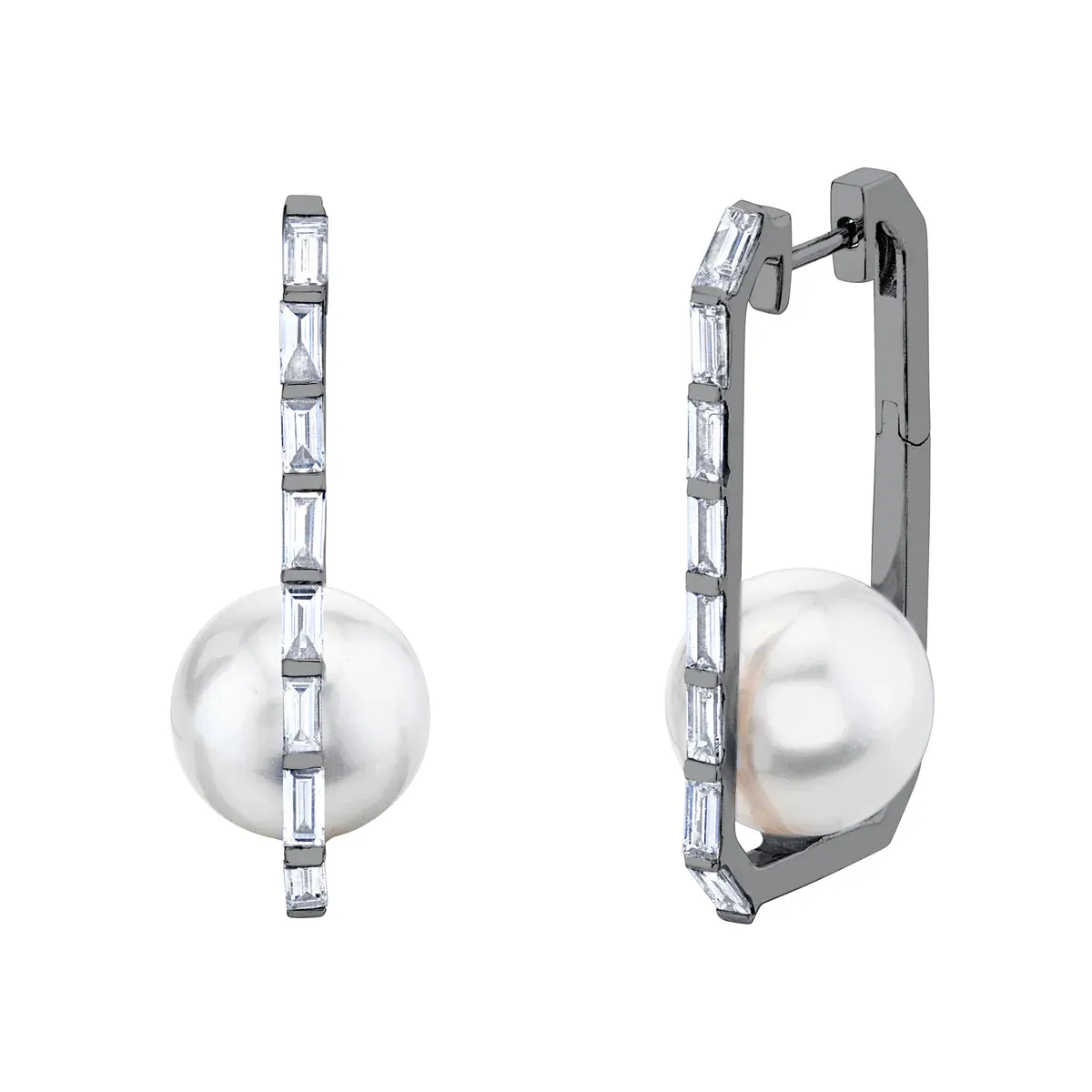 Caged Pearl & Diamond Drop Earrings