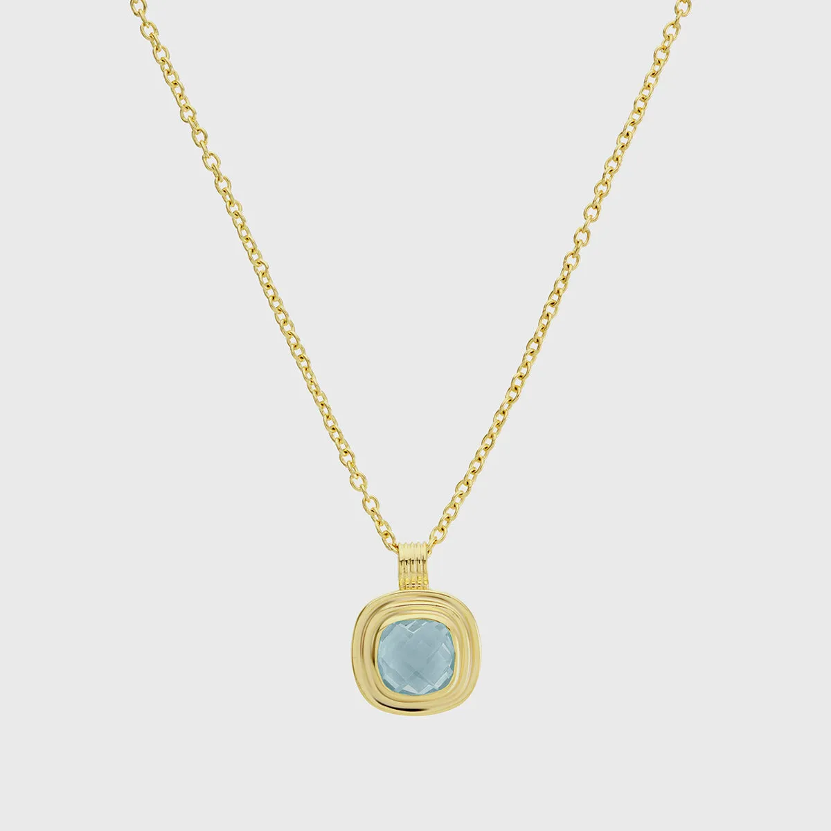 California Cushion Blue Topaz Necklace