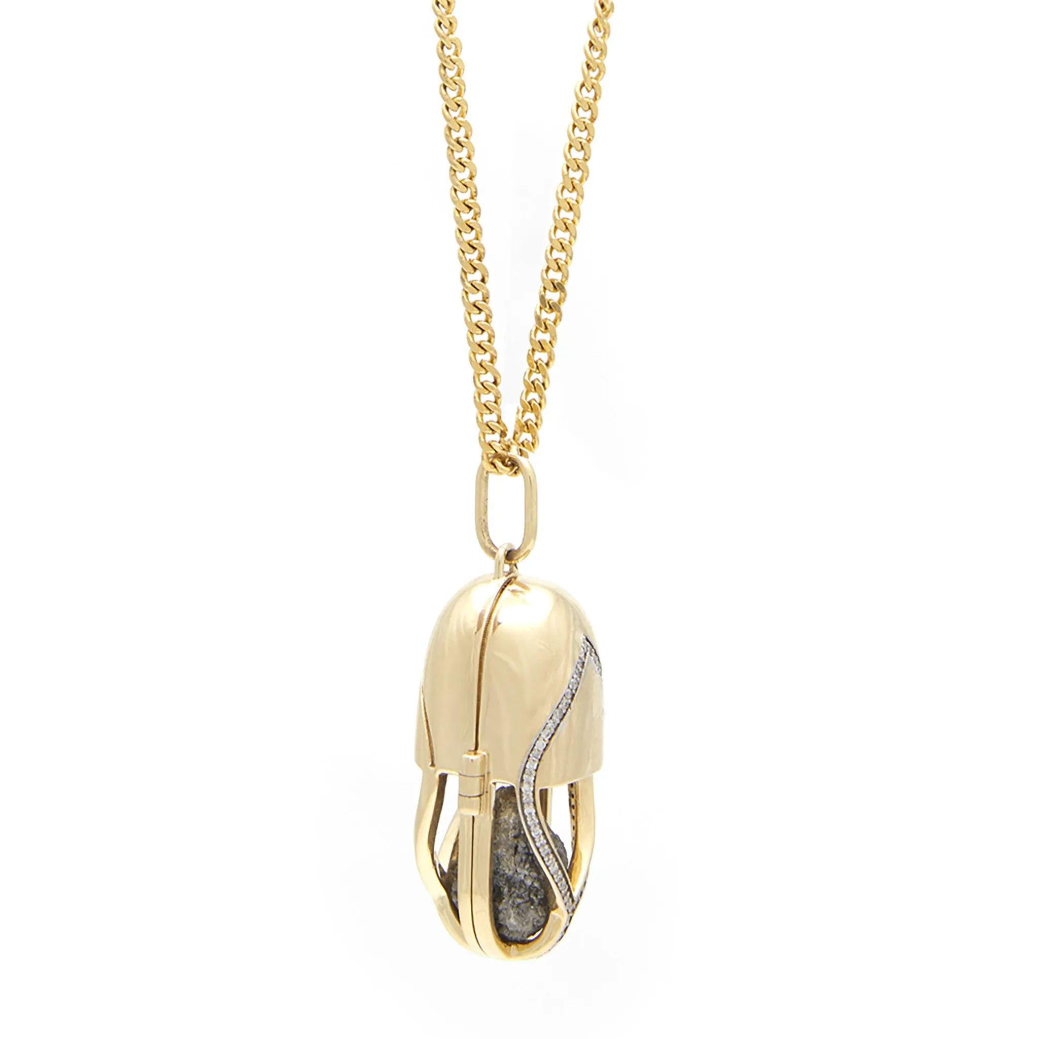 Capsule Diamond Pendant - 18kt recycled gold - made to order