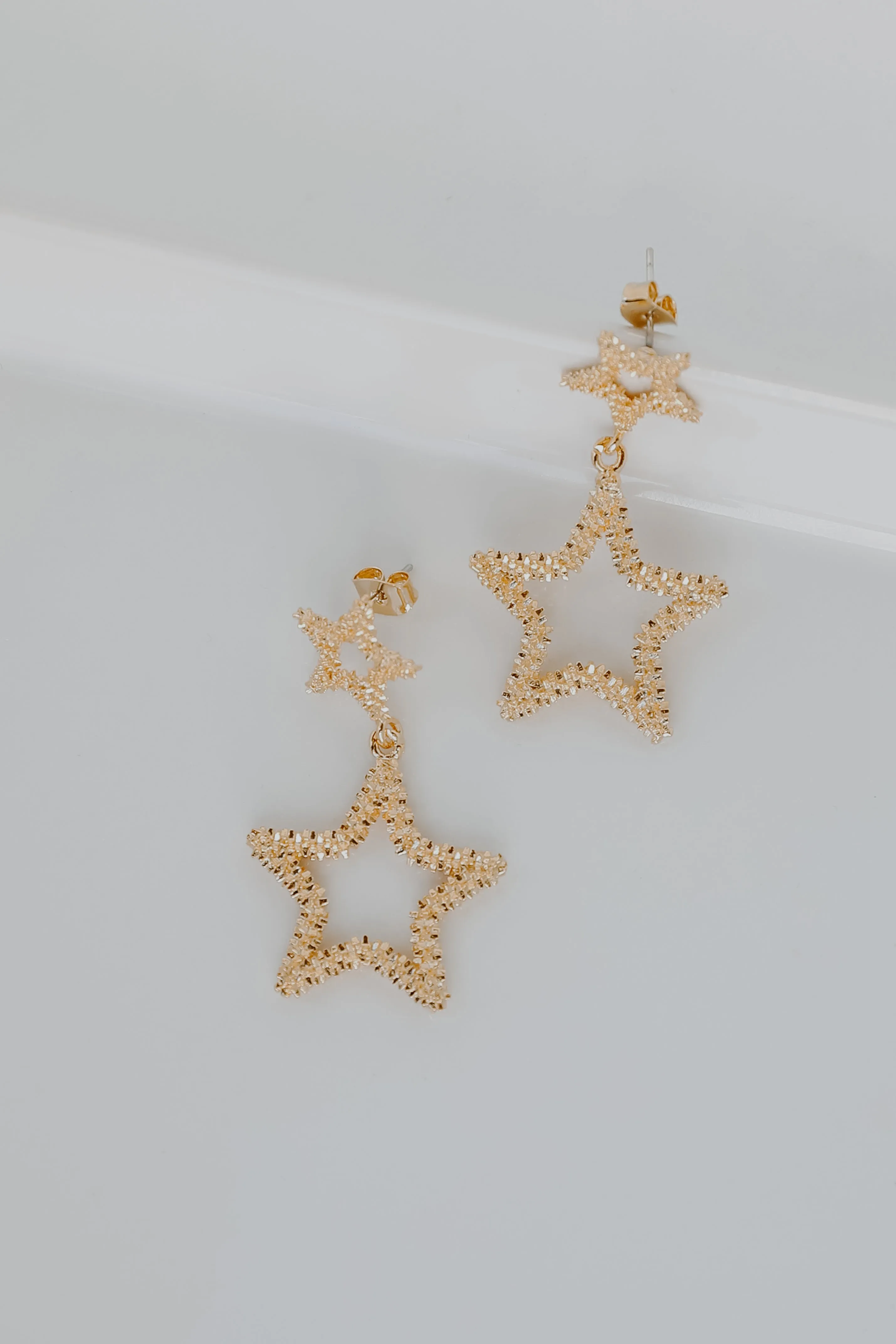 Cassie Gold Star Drop Earrings