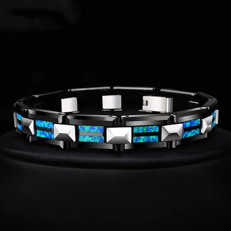 Ceramic & Opal Tungsten Bracelet