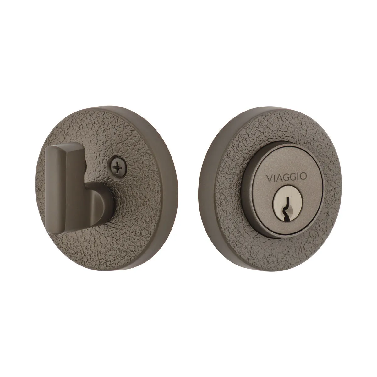 Circolo Leather  Single Cylinder Deadbolt in Titanium Gray