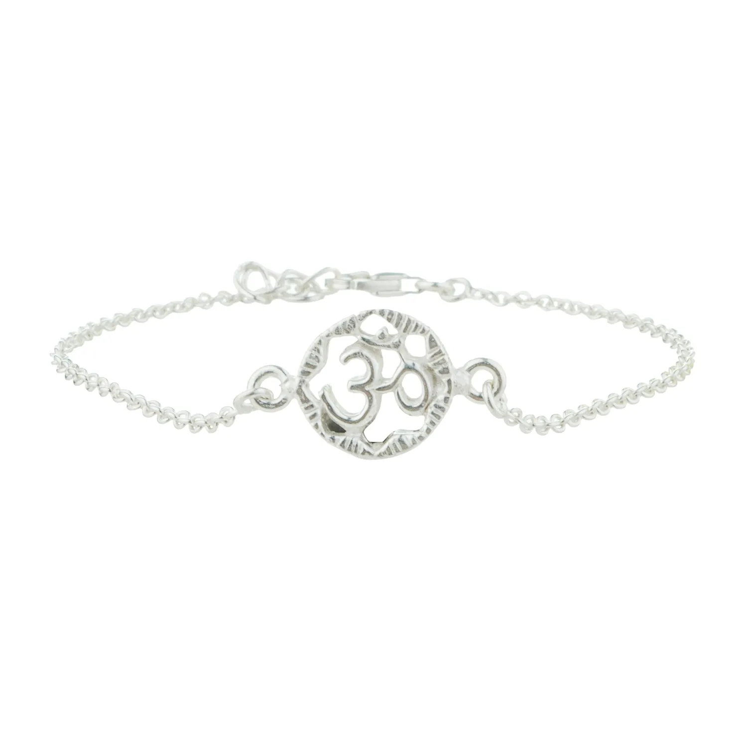 Circular Om Chain Bracelet ,Sterling Silver