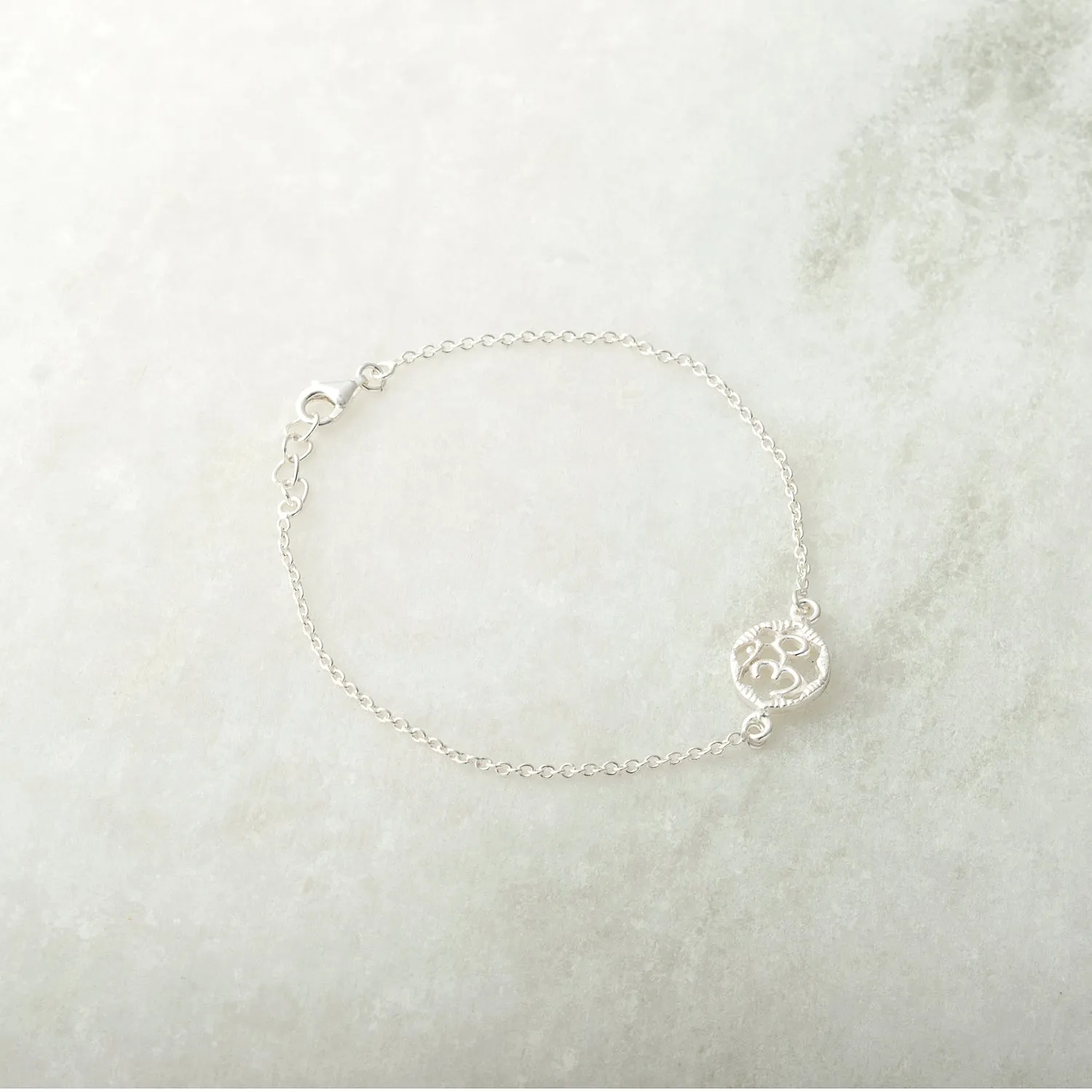 Circular Om Chain Bracelet ,Sterling Silver