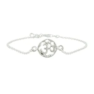 Circular Om Chain Bracelet ,Sterling Silver