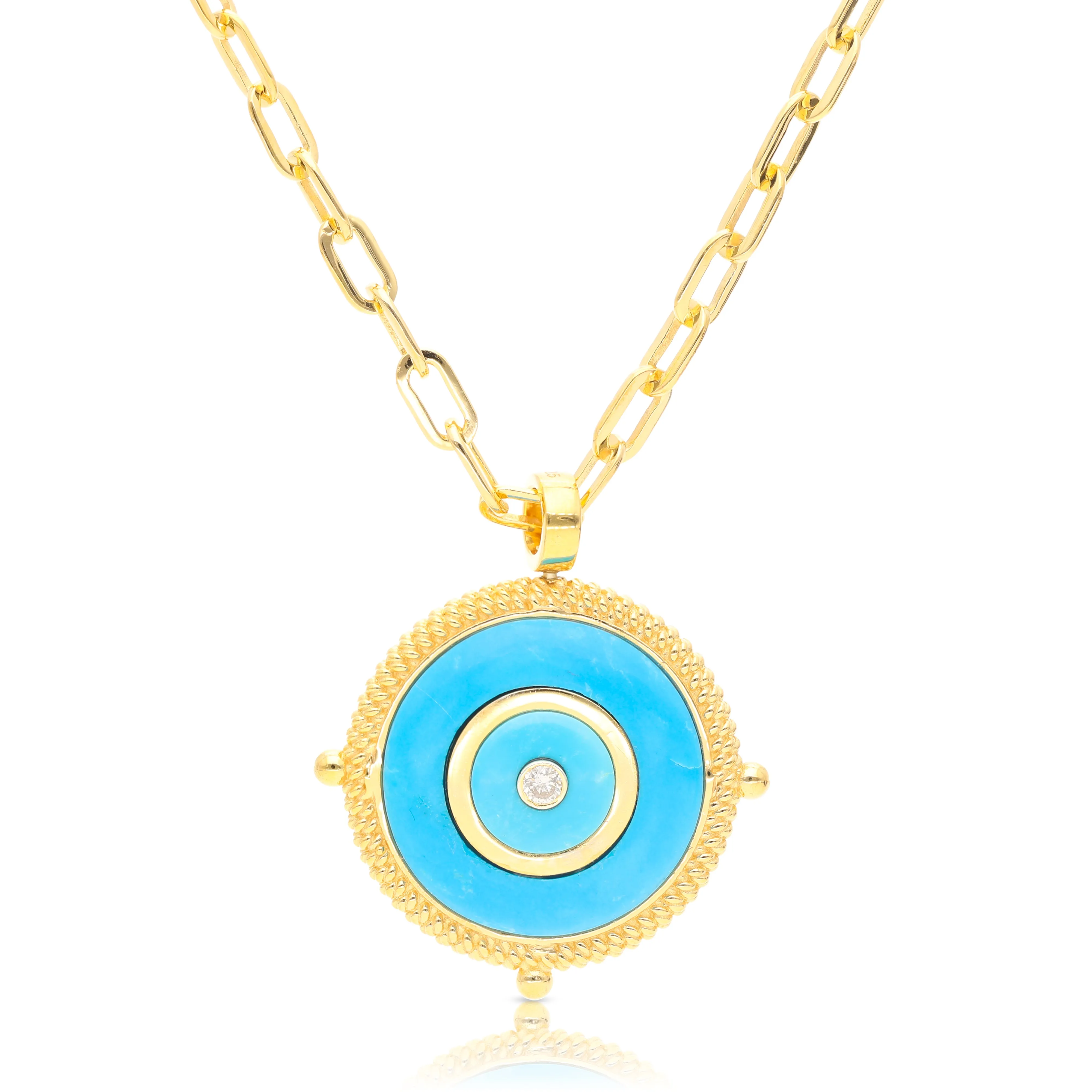 Compass Lapis Medallion Vermeil Necklace