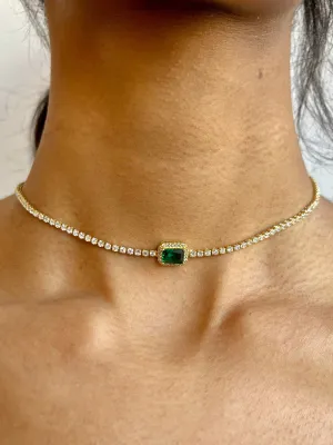 Cubic Zirconia (CZ) Emerald Pendant Necklace