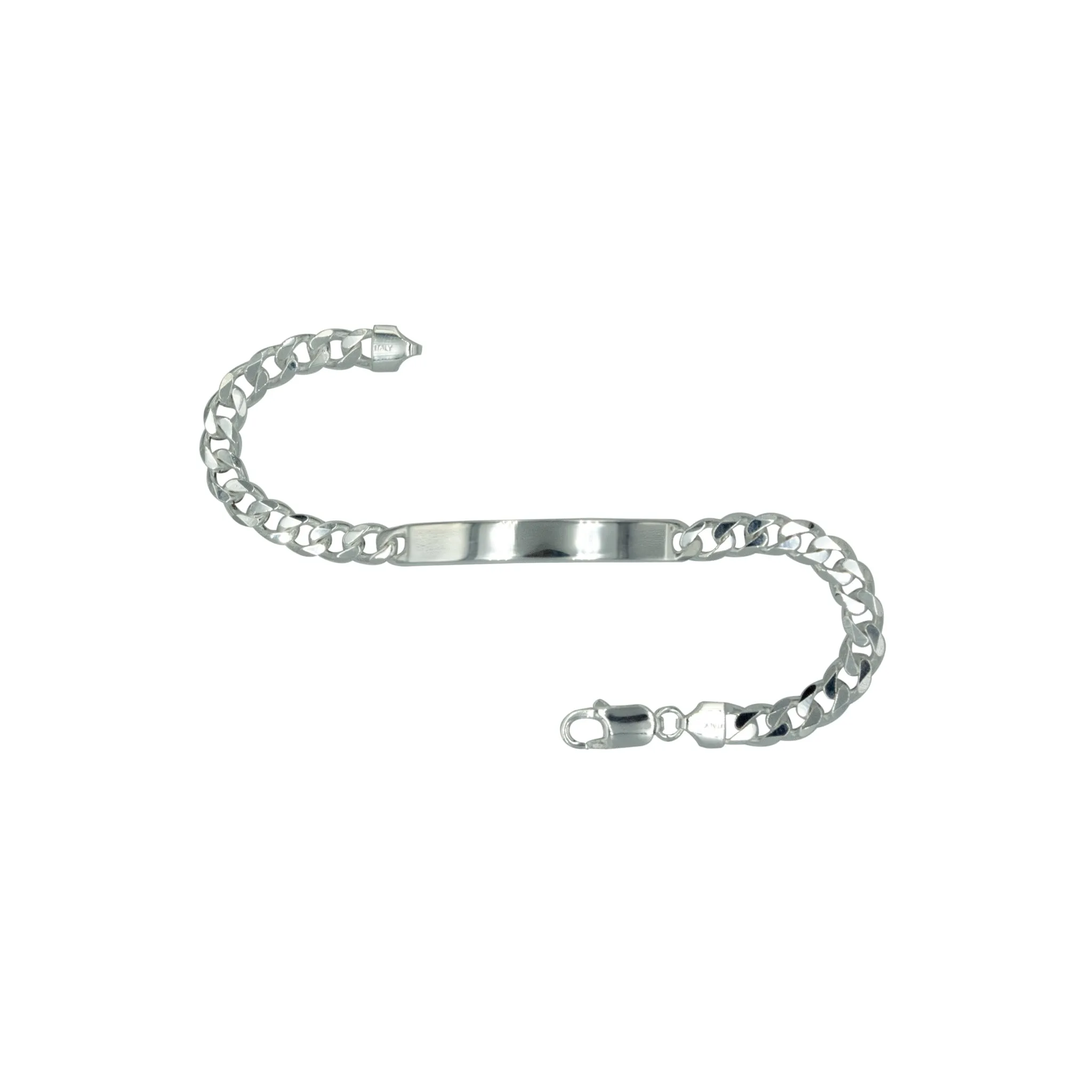 Curb Chain ID Bracelet in Sterling Silver