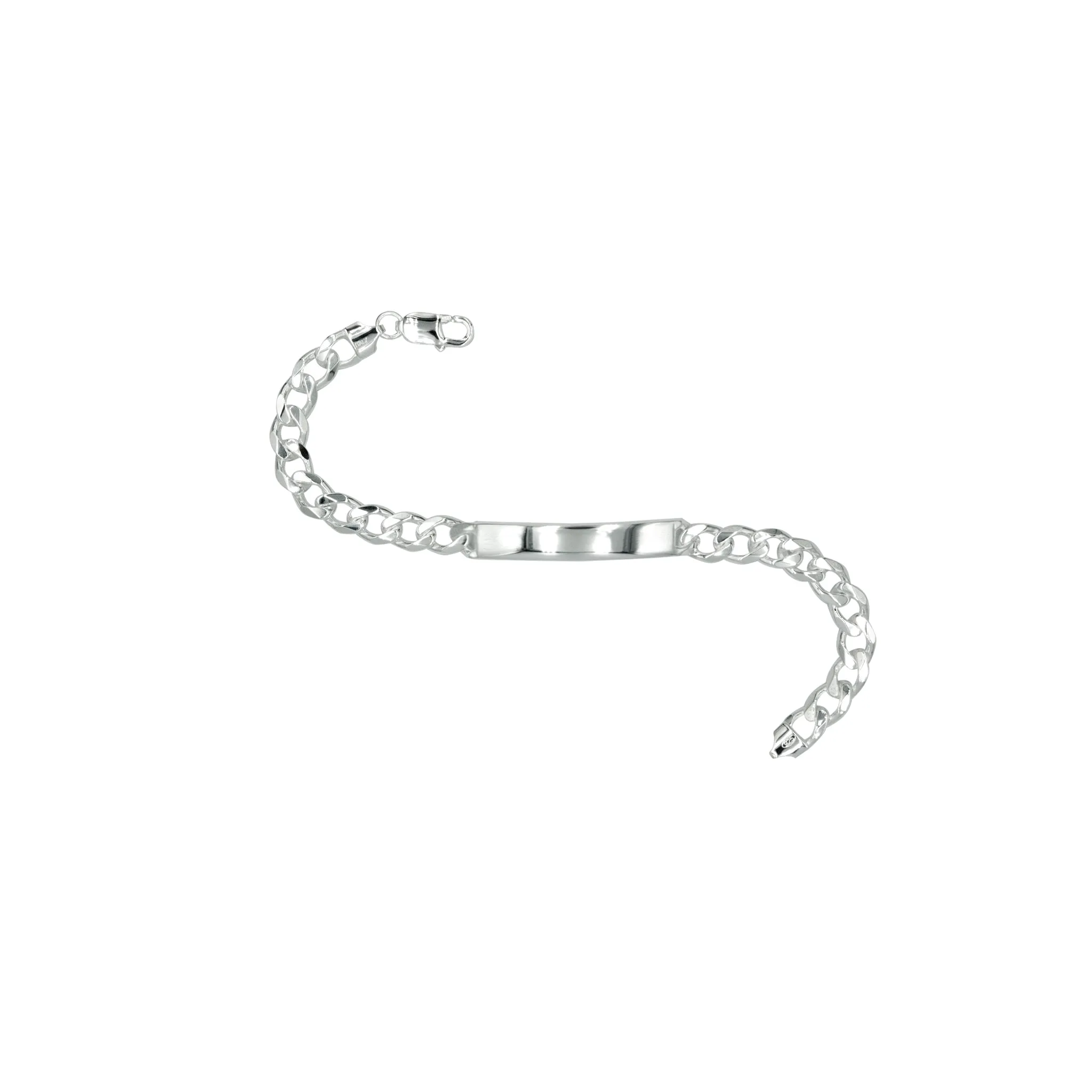 Curb Chain ID Bracelet in Sterling Silver