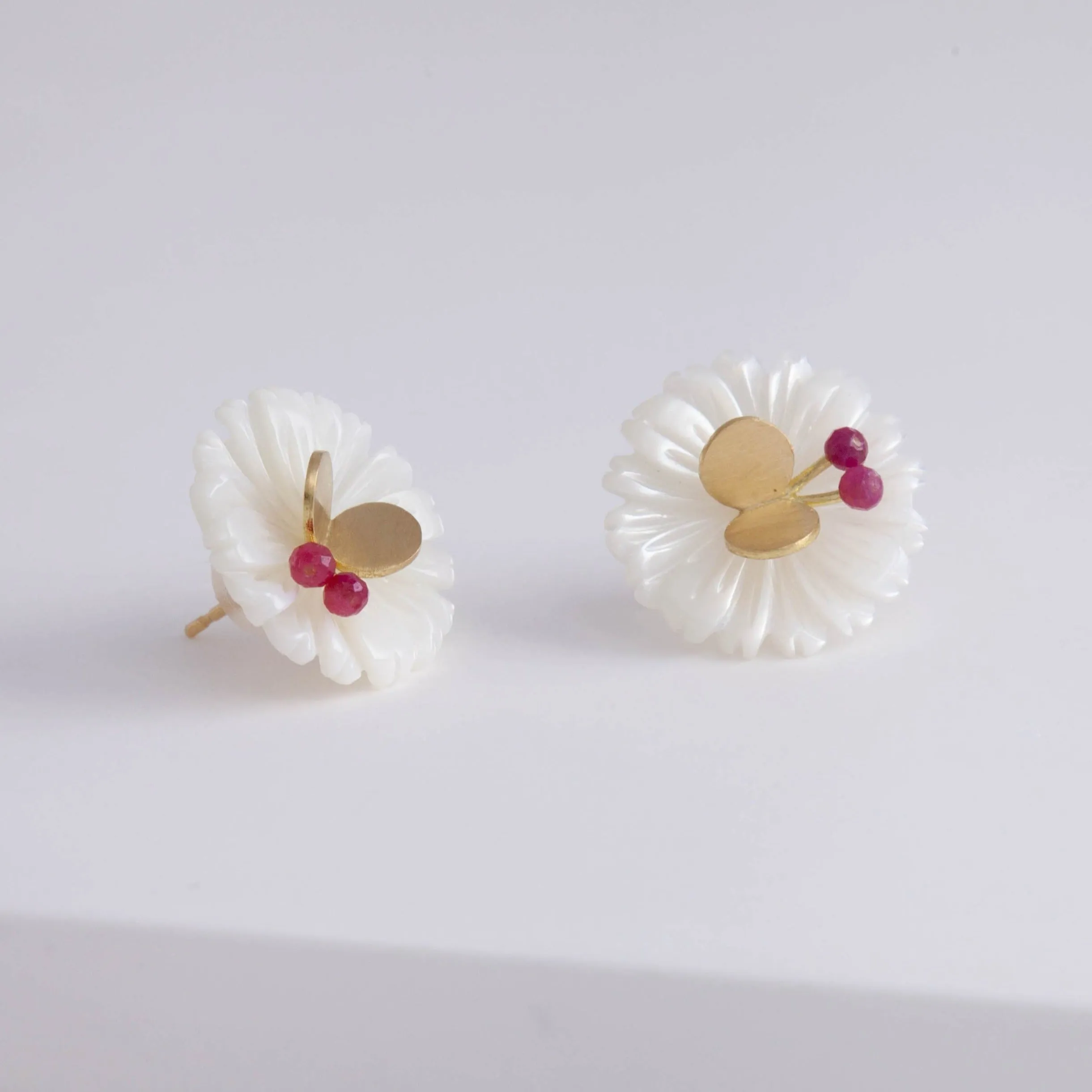 Daisy ruby butterfly earrings