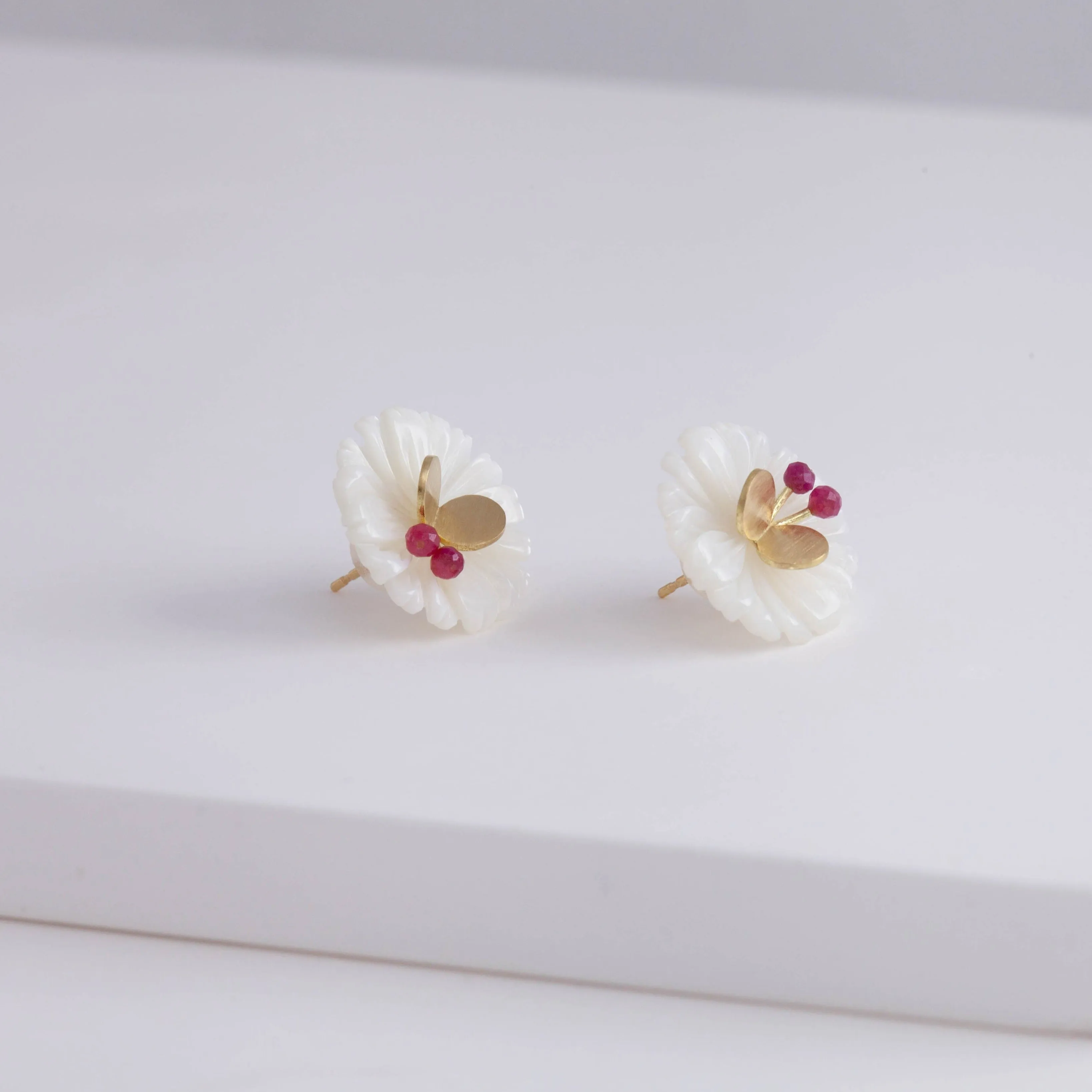 Daisy ruby butterfly earrings