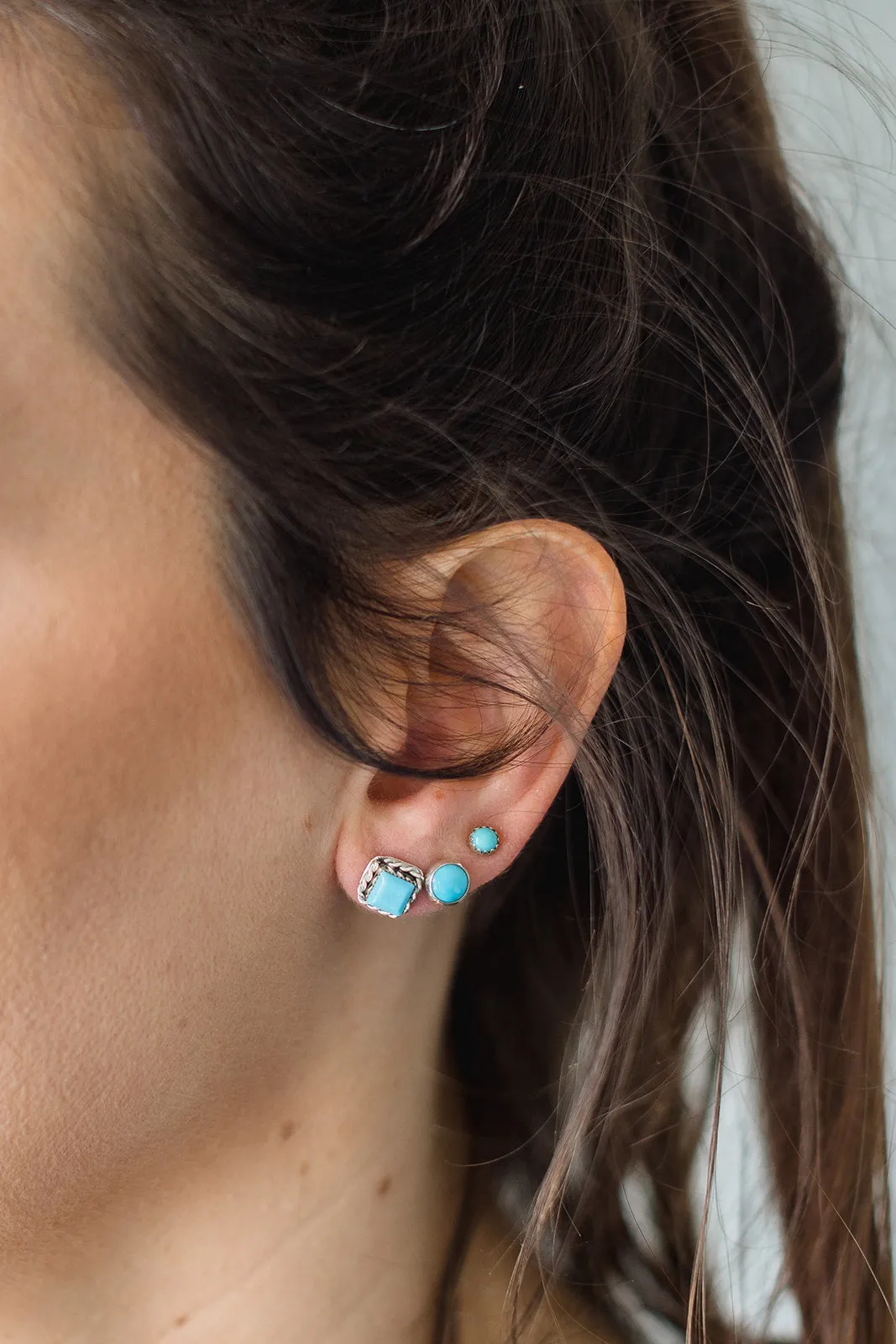 Double Twist Square Studs - Turquoise