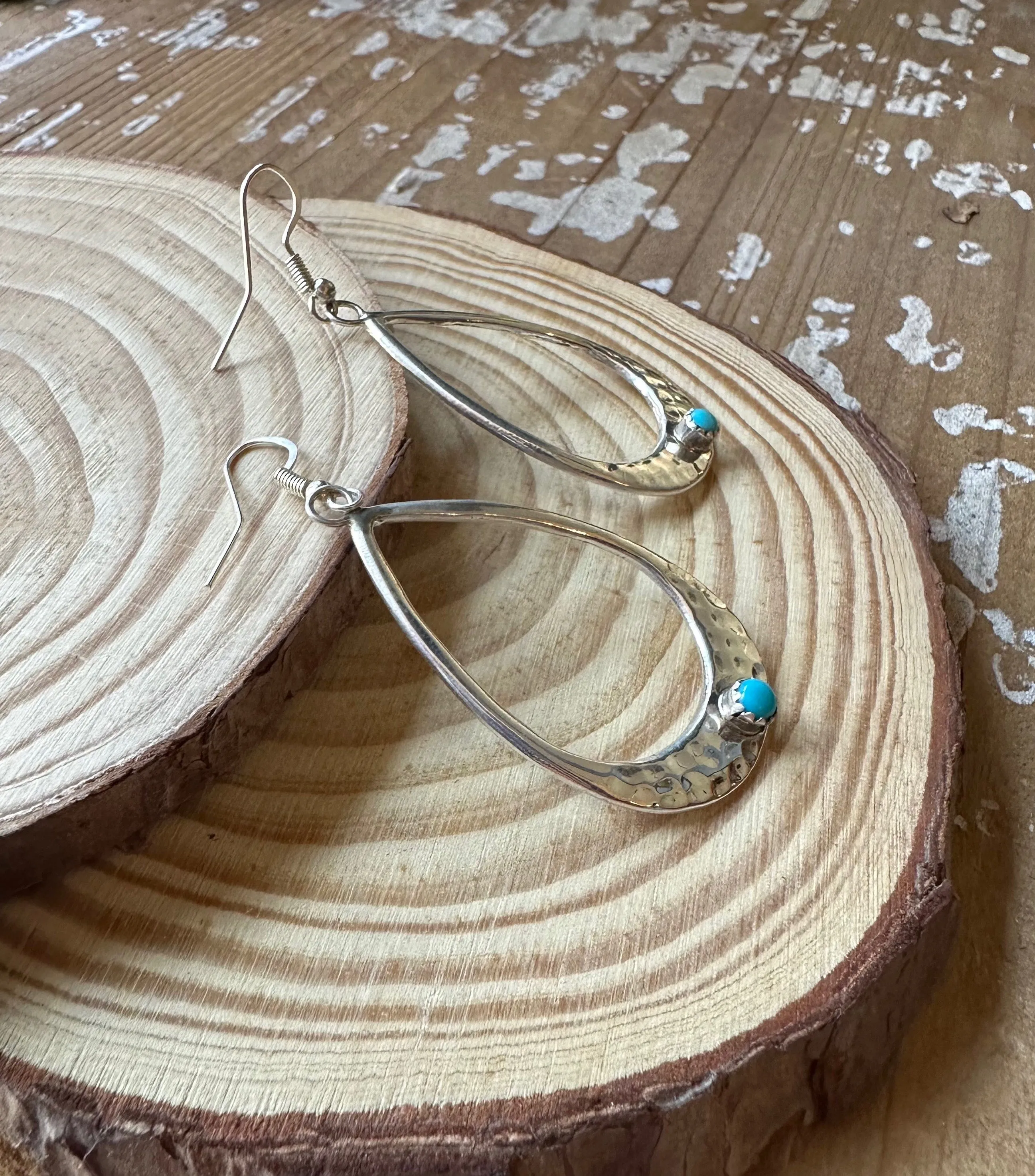 DROP OF TURQUOISE Navajo Sterling Silver and Turquoise Dangle Earrings