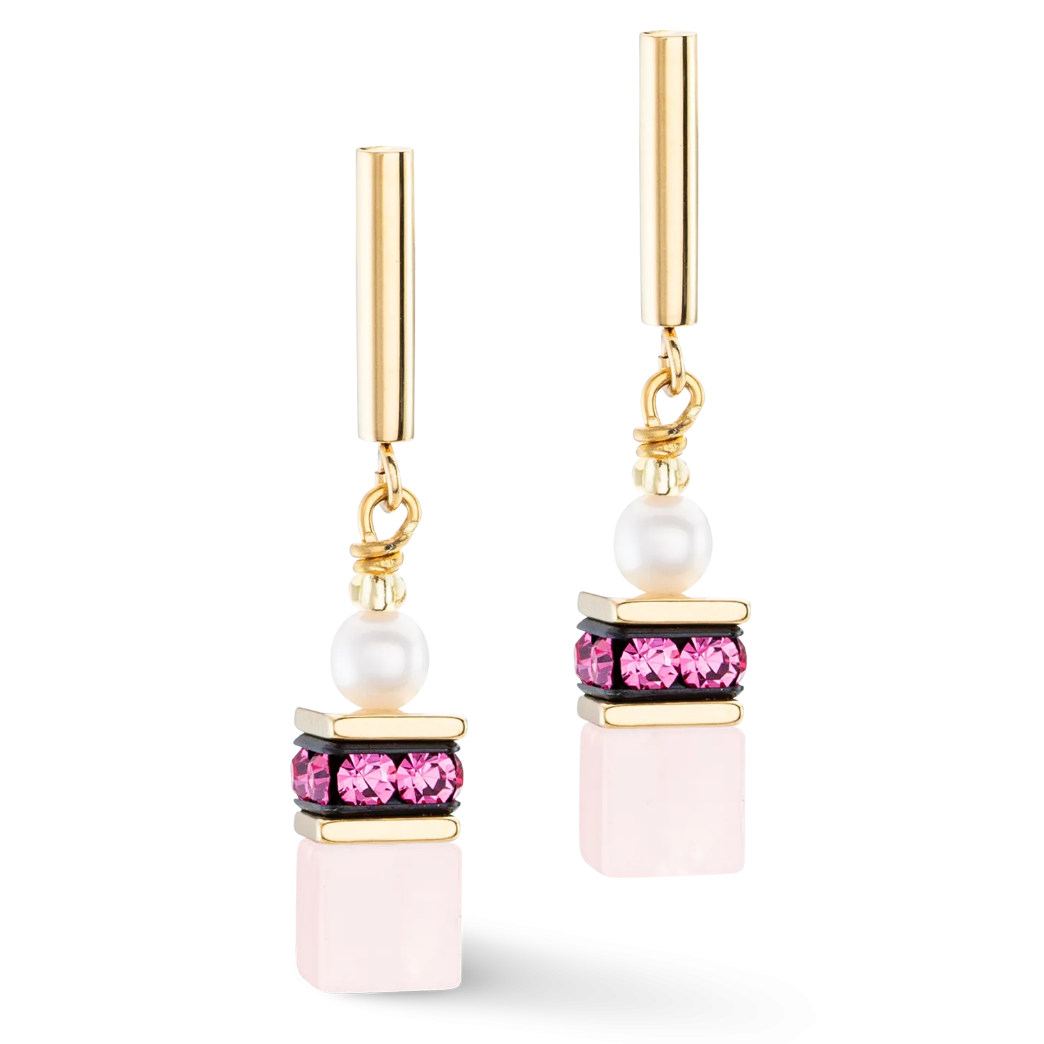 Earrings GeoCUBE® Fusion Precious Pearl Mix gold-pink