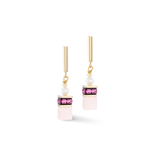 Earrings GeoCUBE® Fusion Precious Pearl Mix gold-pink