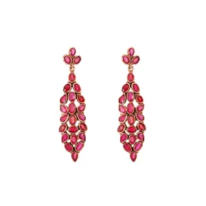 Earrings - Ruby Leaf