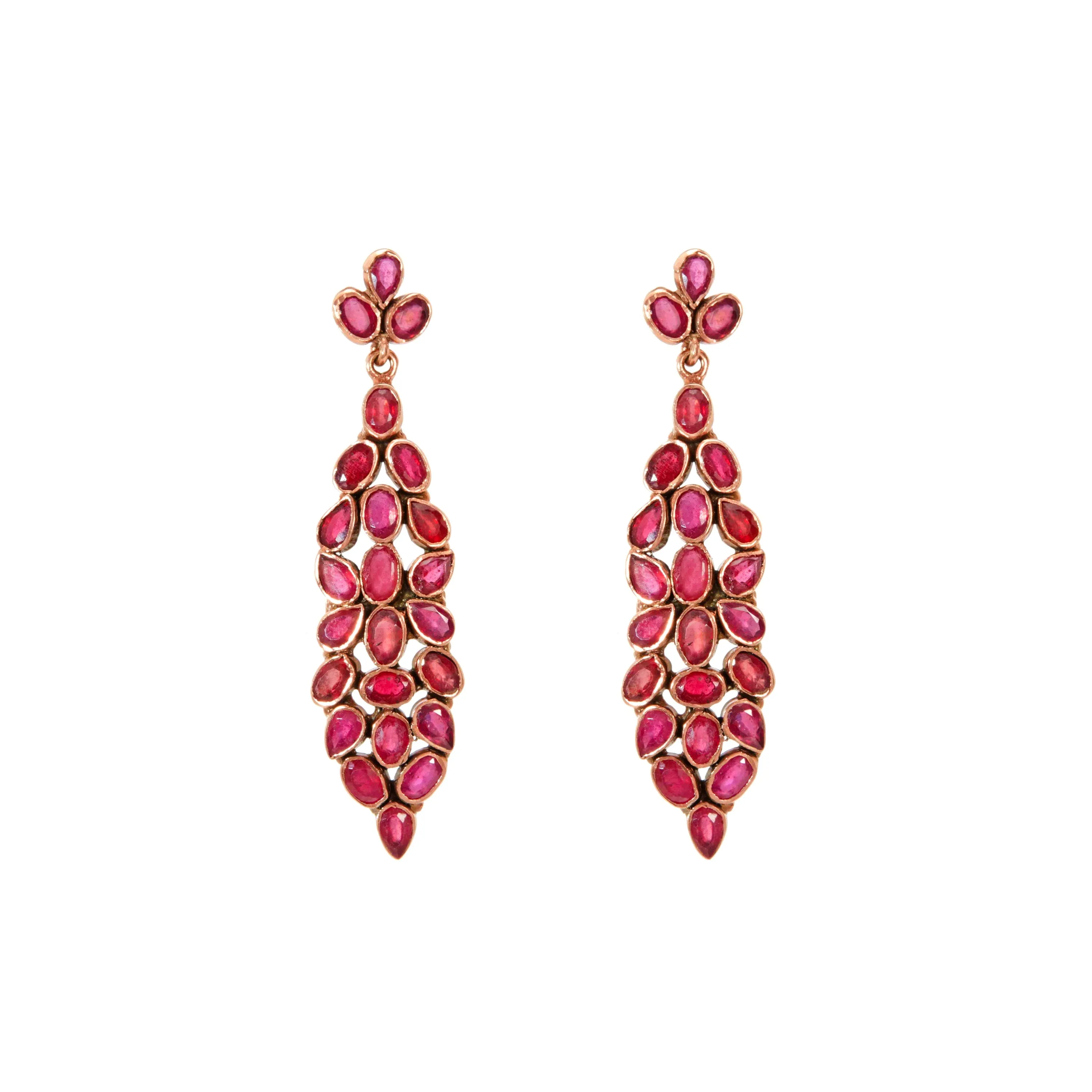 Earrings - Ruby Leaf