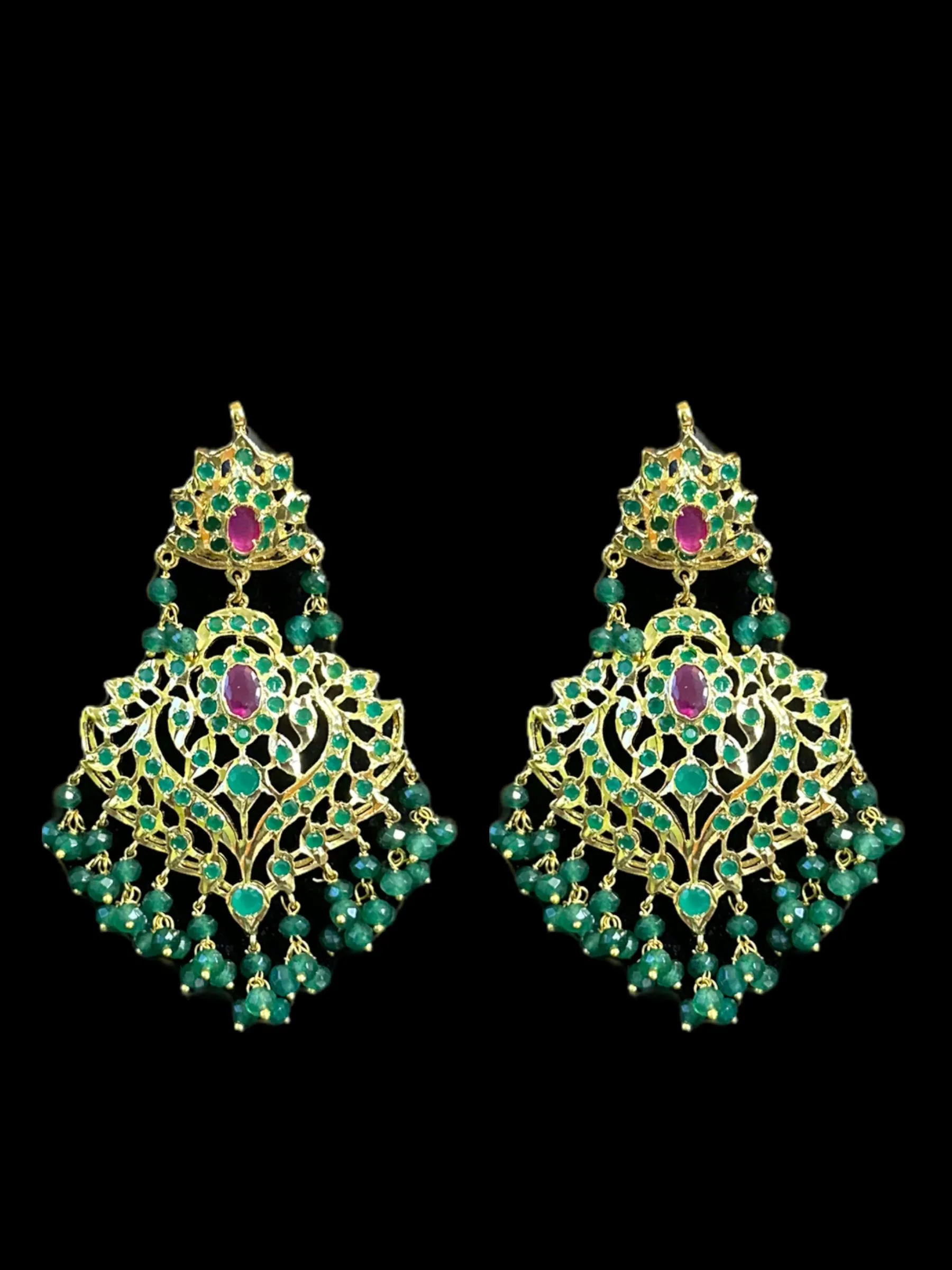 Ekta ruby emerald earrings tika (READY TO SHIP )