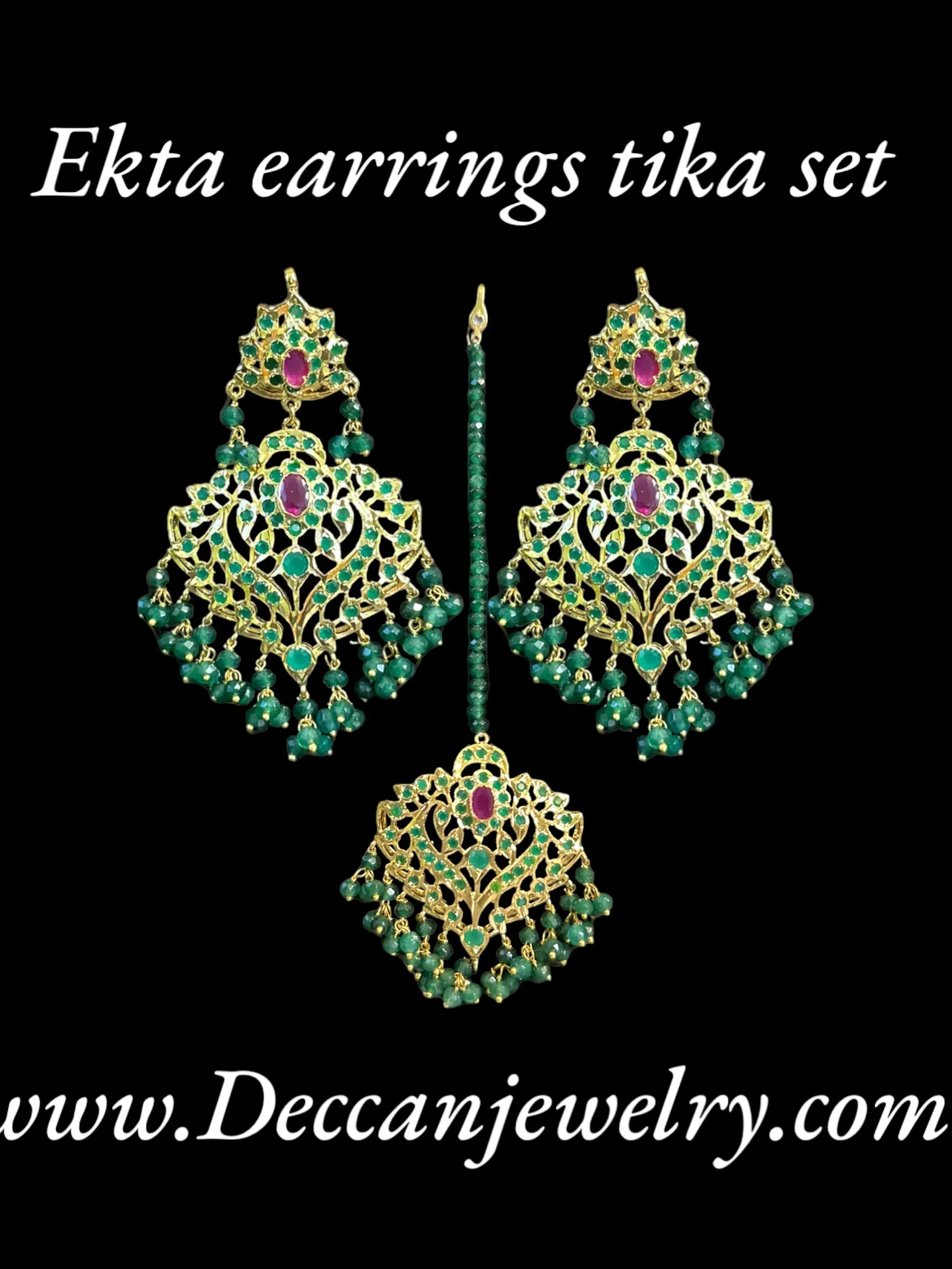 Ekta ruby emerald earrings tika (READY TO SHIP )